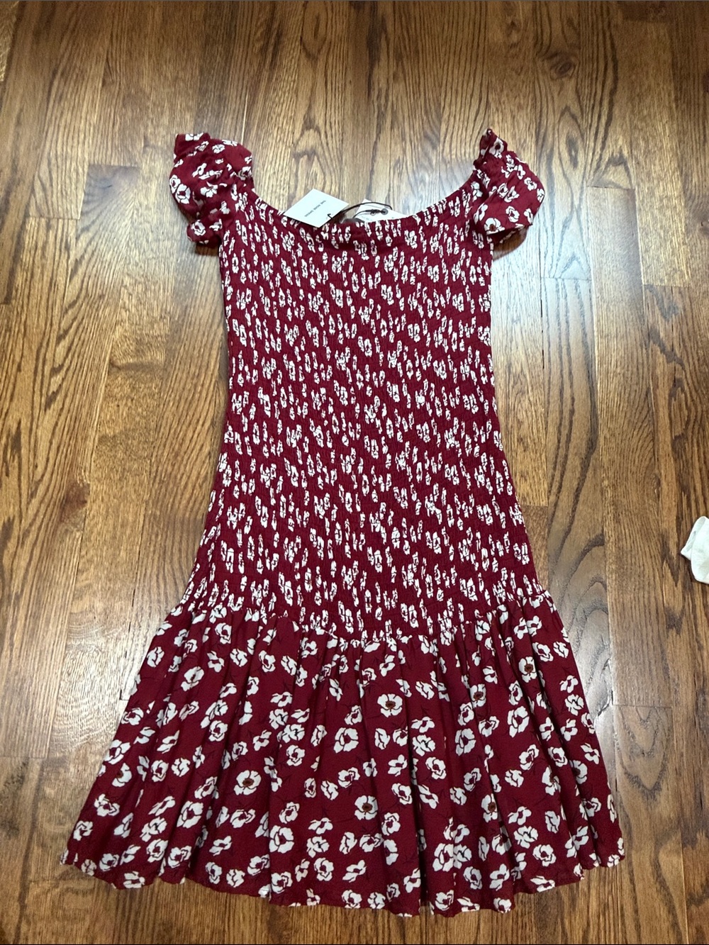 Women’s Burgundy Floral Off-Shoulder Dress